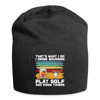Bourbon & Golf Whikey Golfspieler Golfer - Jersey Beanie - black - Front