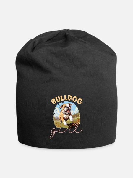 British English Bulldog lover - Bulldog Girl - Jersey Beanie - black