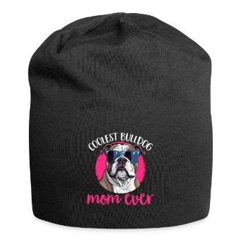 British English Bulldog lover Coolest Bulldog Mom - Jersey Beanie - black - Front