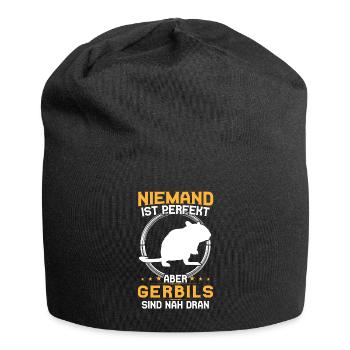 Rennmaus ist perfekt Nagetier Gerbil - Jersey-Beanie - Schwarz - Vorne
