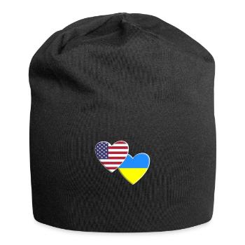 USA American Ukraine Ukrainian Flag Patriotic - Jersey Beanie - black - Front