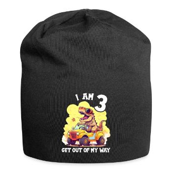 T-Rex Drives Monster Truck I'm 3rd Birthday - Jersey Beanie - black - Front
