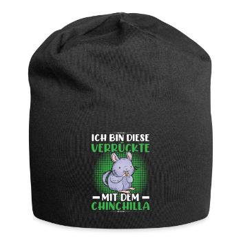 Verrückte mit Chinchilla Nagetier Wollmaus - Jersey-Beanie - Schwarz - Vorne
