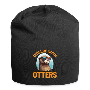 Otter Animal Kids & Adult - Chillin' with Otters - Jersey Beanie - black - Front