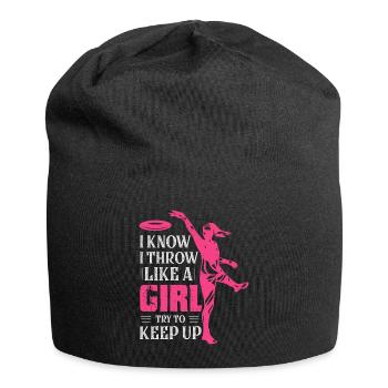 I Know I Throw Like A Girl Try To Keep Up Disc Gol - Jersey Beanie - black - Front