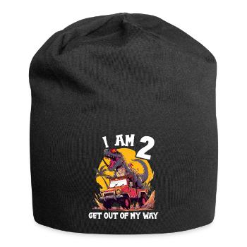 T-Rex Drives Monster Truck I'm 2nd Birthday - Jersey Beanie - black - Front