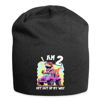 T-Rex Drives Monster Truck I'm 2nd Birthday - Jersey Beanie - black - Front