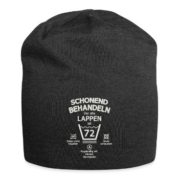 Der Alte Lappen, Schonend Behandeln 72. Geburtstag - Jersey-Beanie - Anthrazit - Vorne