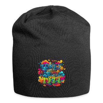 Funky since Februar 1974. Echte psychadelische Fun - Jersey-Beanie - Schwarz - Vorne