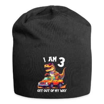 T-Rex Drives Monster Truck I'm 3rd Birthday - Jersey Beanie - black - Front