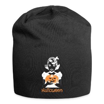 Kürbis Hexe Retro Vintage Halloween - Jersey-Beanie - Schwarz - Vorne