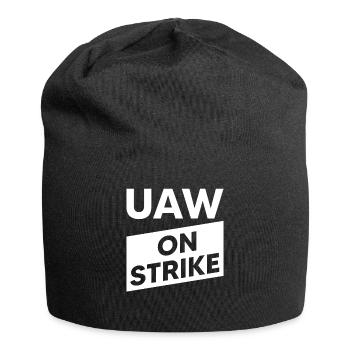 UAW streikt - Gemeinsam für einen starken Vertrag - Jersey-Beanie - Schwarz - Vorne