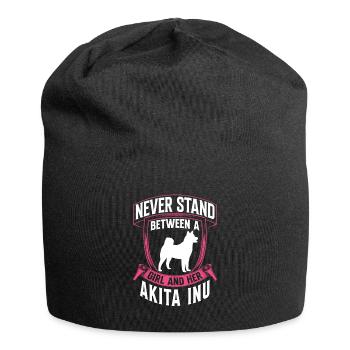 Girl and her Akita Inu Shiba Inu - Jersey Beanie - black - Front