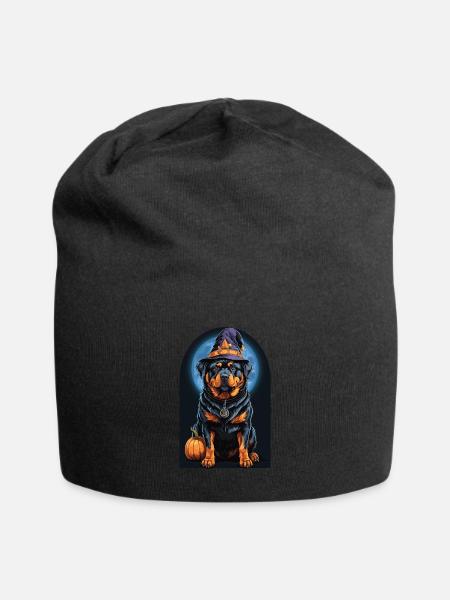 Rottweiler With Witch Hat Halloween Rottweiler - Jersey-Beanie - Schwarz