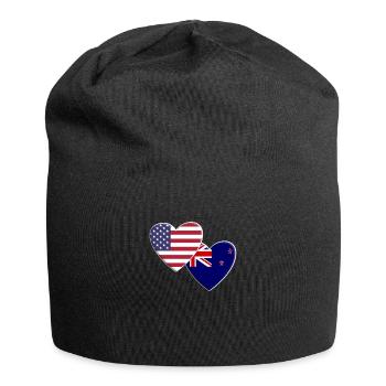 USA Amerikanisch Neuseeland Flagge Patriotischer Stolz - Jersey-Beanie - Schwarz - Vorne