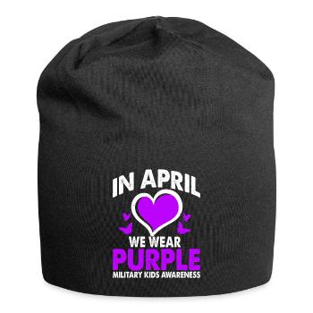In April we wear purple - Jersey Beanie - black - Front