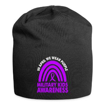 In April we wear the purple Military Kids - Jersey Beanie - black - Front