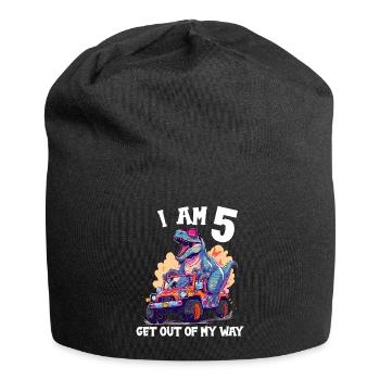 T-Rex fährt Monster Truck Ich bin 5. Geburtstag - Jersey-Beanie - Schwarz - Vorne