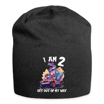 T-Rex Drives Monster Truck I'm 2nd Birthday - Jersey Beanie - black - Front