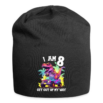 T-Rex conduit un camion monstre J’ai 8e anniversaire - Bonnet en jersey - noir - Devant