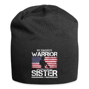Stolze amerikanische Schwester - Jersey-Beanie - Schwarz - Vorne