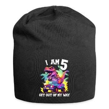 T-Rex fährt Monster Truck Ich bin 5. Geburtstag - Jersey-Beanie - Schwarz - Vorne