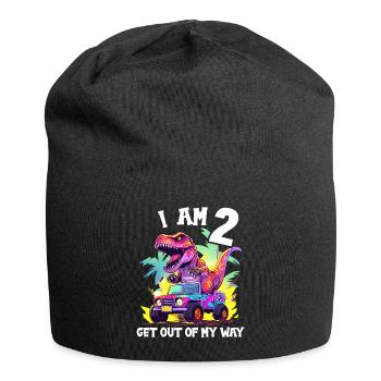 T-Rex Drives Monster Truck I'm 2nd Birthday - Jersey Beanie - black - Front