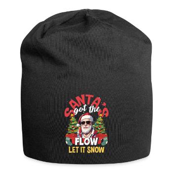 Santa's got the flow, let it snow DJ Xmas Hip Hop - Jersey-Beanie - Schwarz - Vorne