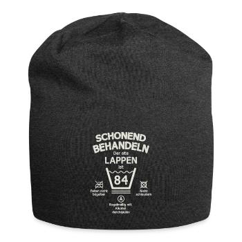 Der Alte Lappen, Schonend Behandeln 84. Geburtstag - Jersey-Beanie - Anthrazit - Vorne