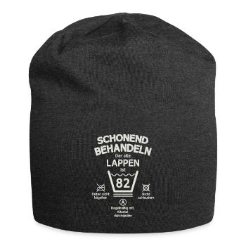Der Alte Lappen, Schonend Behandeln 82. Geburtstag - Jersey-Beanie - Anthrazit - Vorne