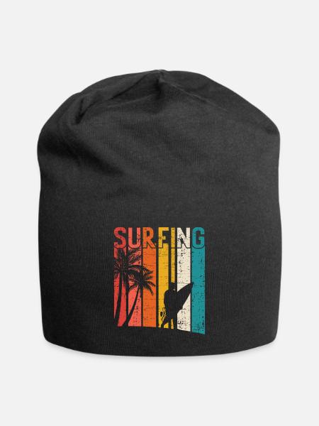 Vintage Surfer Retro Surfing Beach Surf - Jersey-Beanie - Schwarz