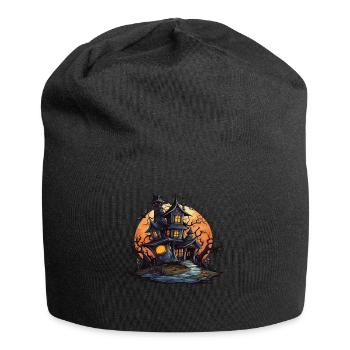 Cooles Halloween -Kostüm - Gruseliges Schloss - Jersey-Beanie - Schwarz - Vorne