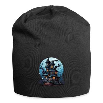 Cooles Halloween -Kostüm - Gruseliges Schloss - Jersey-Beanie - Schwarz - Vorne
