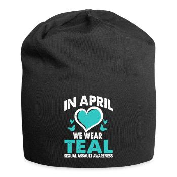 En avril, nous apportons un soutien bleu-vert pour - Bonnet en jersey - noir - Devant