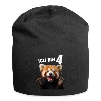 4 Jahre Kleiner Roter Panda Pandas 4. Geburtstag - Jersey-Beanie - Schwarz - Vorne