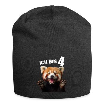 4 Jahre Kleiner Roter Panda Pandas 4. Geburtstag - Jersey-Beanie - Anthrazit - Vorne