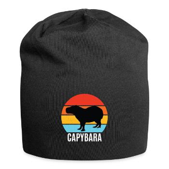 Capybara Retro Capibara Wasserschwein - Bonnet en jersey - noir - Devant