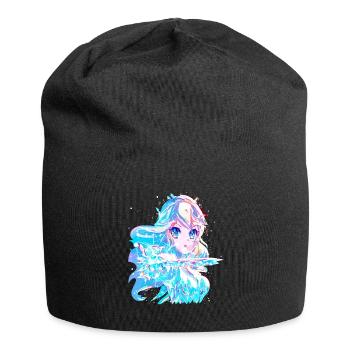 Eisprinzessin - Eiskalte Anime Schönheit - Jersey-Beanie - Schwarz - Vorne