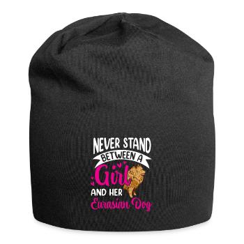 Girl and her Eurasier Eurasian Dog - Jersey Beanie - black - Front