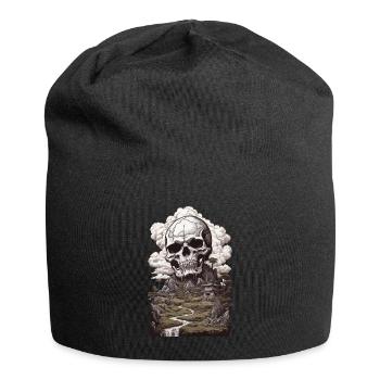 Landschaft & Totenkopf Okkulte Ästhetik - Jersey-Beanie - Schwarz - Vorne