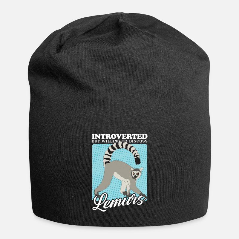 Lemur Katta Lemure Ringelschwanz Lemuren Geschenk - Jersey-Beanie - Schwarz