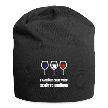 Französischer Wein: SchüttDieBrühNo Geschenkidee - Jersey-Beanie - Schwarz - Vorne