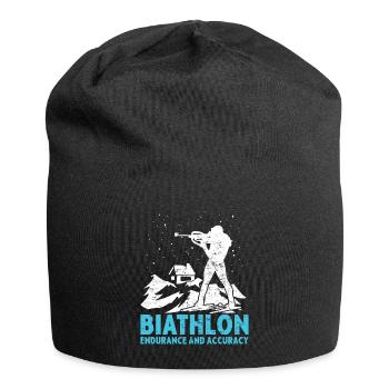 Biathlon Skirennen Wettkampf Wintersport - Jersey-Beanie - Schwarz - Vorne