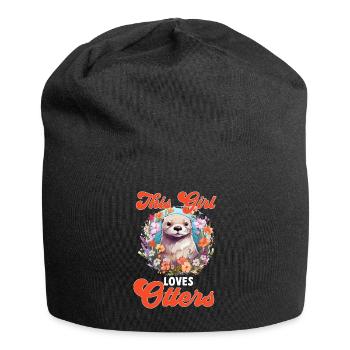 Otter Animal Kids & Adult - This Girl loves Otters - Jersey Beanie - black - Front