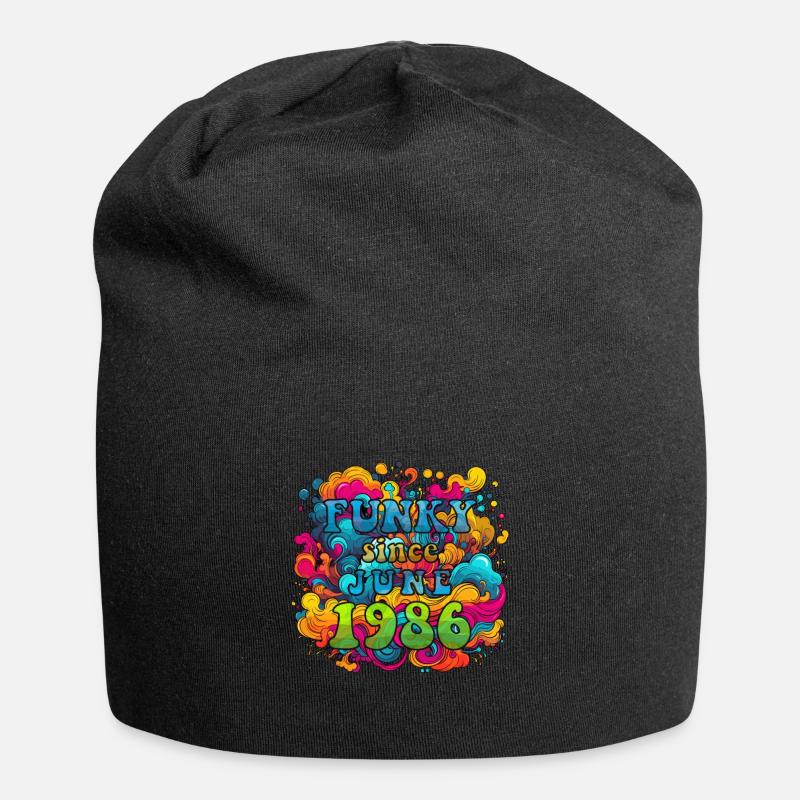 Funky Geburtstag: Juni 1986 - Psychadelic - Jersey-Beanie - Schwarz