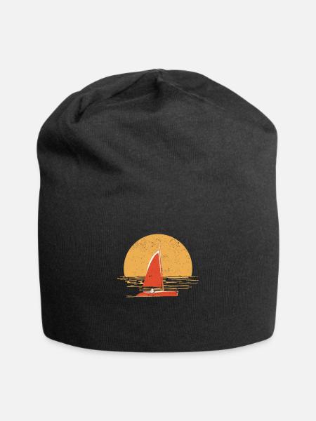Vintage Segeln Sonnenuntergang Segelboot Ozean - Jersey-Beanie - Schwarz