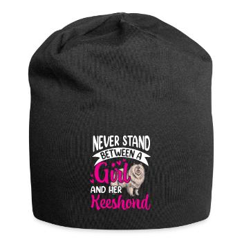 Girl and her Wolfsspitz German Spitz - Jersey Beanie - black - Front
