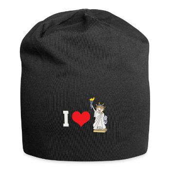 I Love New York City Freiheitsstatue Cartoon - Jersey-Beanie - Schwarz - Vorne
