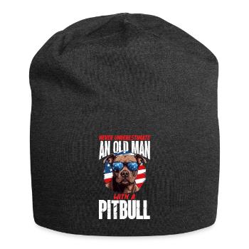 Pittie ne sous-estime jamais le vieil homme avec un pitbull - Bonnet en jersey - charbon - Devant