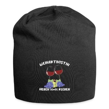 "Weinaktivistin Heben statt Kleben" - witziges - Jersey-Beanie - Schwarz - Vorne